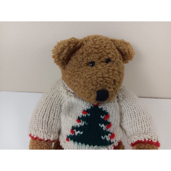 1996 VTG Berkeley DesignsTeddy Bear Plush Christmas Tree Sweater Jointed 12" - Picture 2 of 7